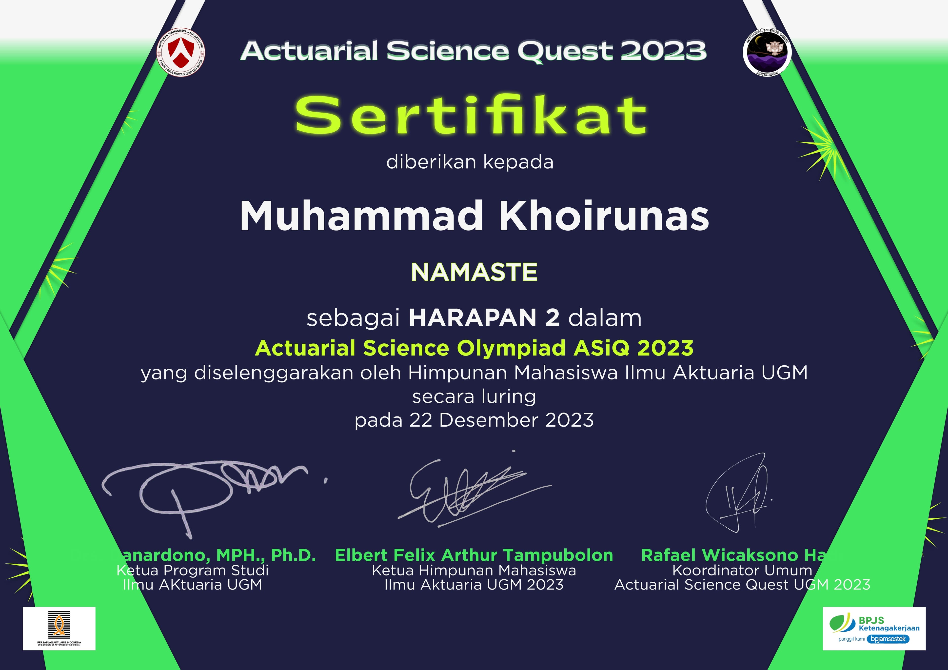 Harapan 2 Actuarial Science Olympic 2023
